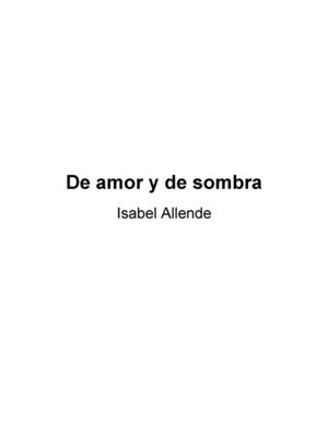 Isabel Allende. De Amor Y De Muerte