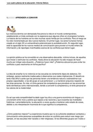 Los Cuatro Pilares De La Educacion Informe Delors