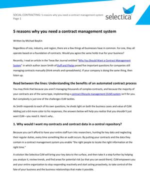 5 reasons why you need a contract management system from Selectica