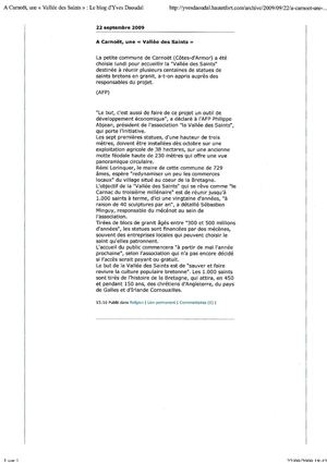 BLOG YVES DAOUDAL (22092009) A Carnoët, Une Vallée Des Saints