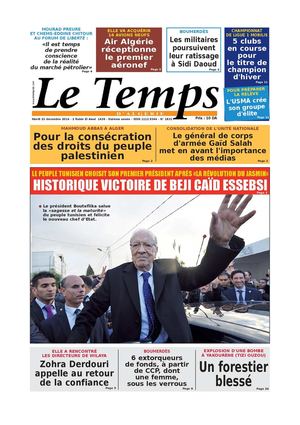 Le Temps d'Algérie Edition du Mardi 22 Décembre 2014