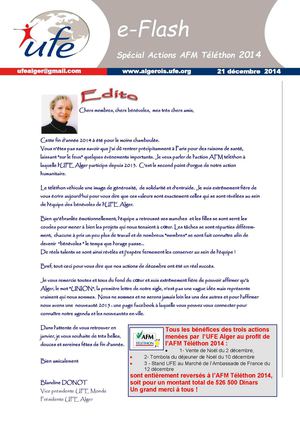 E Flash Ufe Alger Spécial Téléthon Décembre 2014