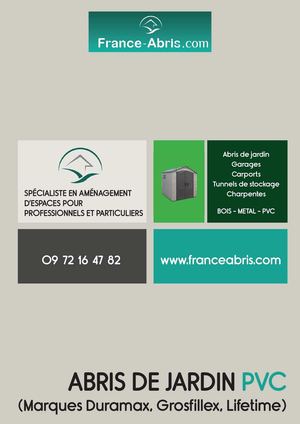 Gamme Abri Jardin PVC France Abris