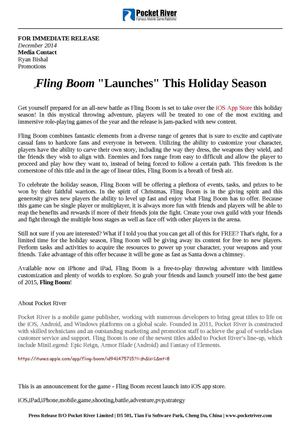 Fling Boom Press Release
