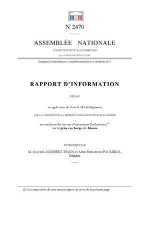 Rapport parlementaire sur la prise en charge des blessés de guerre