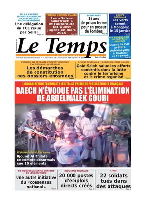 Le Temps d'Algérie Edition du Samedi 27 Décembre 2014