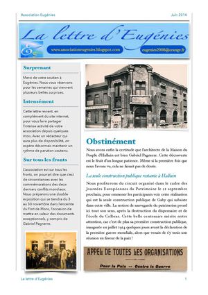 Lettre Eugénies Juin 2014