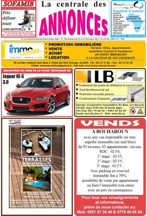 La Centrale des Annonces n°1230 semaine du 21 au 27 Décembre 2014