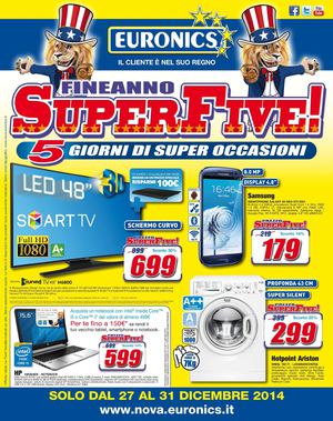 Volantino Euronics Nova dal 27 al 31 dicembre 2014