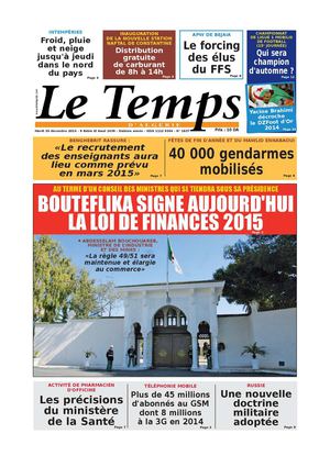 Le Temps d'Algérie Edition du Mardi 30 Décembre 2014