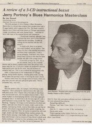 Jerry Portnoy - Blues Harmonica Masterclass - Review By Jay Sewall - AHN 11101998