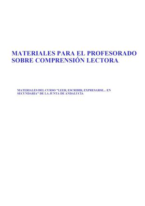 Materiales Sobre Comprensión Lectora