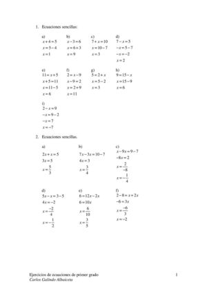 Ecuaciones Resueltas De Primer Grado
