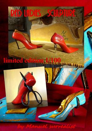 Red Ladies surrealist Sculpture/ folder (1) New Version
