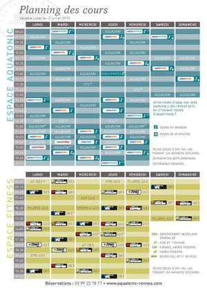 SPA Aquatonic de Rennes : Planning des cours