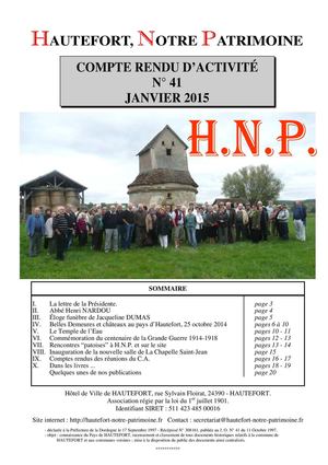 Hautefort, Notre Patrimoine - Compte rendu d'activités n°41