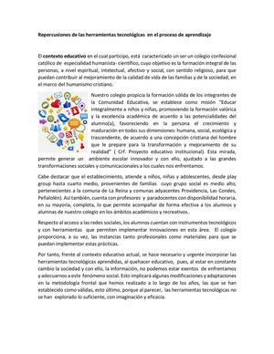 Repercusiones De Las Herramientas Tecnológicas En El Proceso De Aprendizaje