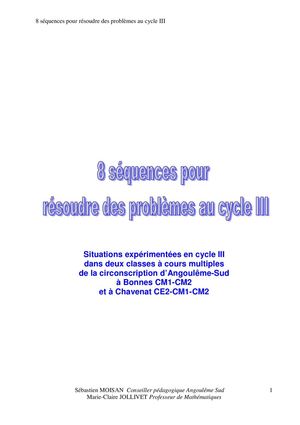 8 Sequences Resoudre Problemes Cycle 3