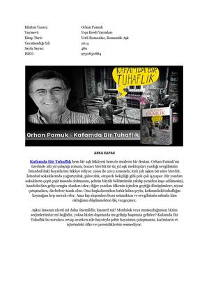 Orhan Pamuk Kafamda Bir Tuhaflık Kitap