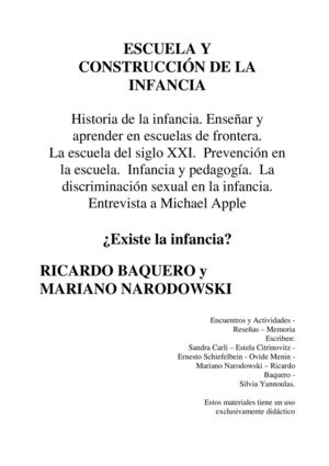 Libro Escuela Y Construccion De La Infancia