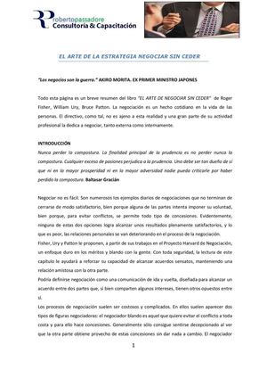 El Arte De La Estrategia Negociar Sin Ceder