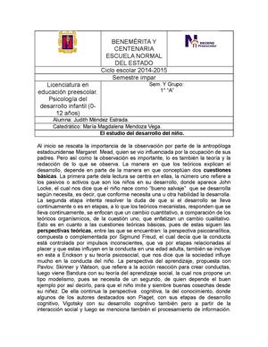 Reseña El Estudio Deldesarrollo Del Niño