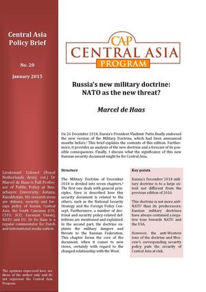 ‘Russia’s new military doctrine: NATO as the new threat?’, Policy Brief 20, January 2015