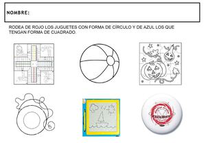 Fichas Cuadrado Y Círculo Relacionadas Con El Centro De Interés De Los Juguetes