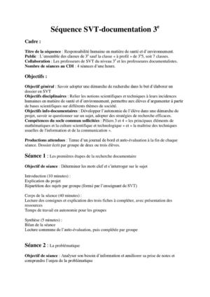 Séquence Svt recherche doc 3e