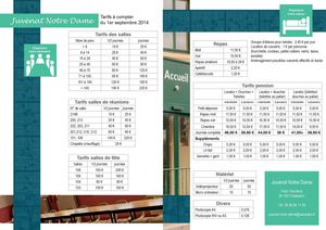 Juvénat Notre Dame Tarifs
