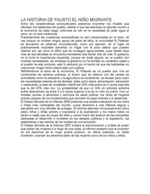 La Historia De Fausto El Niño Migrante
