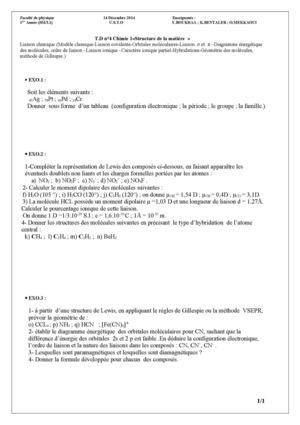 Td N°4 Docstructure De La Matière L1sm2014