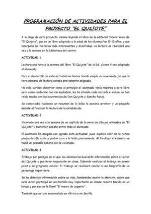 Desarrollo De Actividades Para El Proyecto "El Quijote"