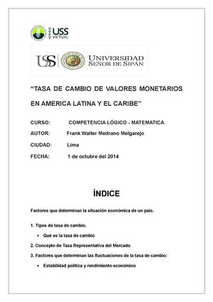 Tasa De Cambio De Valores Monetarios En América Latina Y El Caribe
