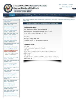 Judge Gregory Hollows Disqualification Recusal Order Prosecutorial Fraud On The Court- Judge Misconduct Cover Up - Pro Government Bias - US District Court For The Eastern District Of California Judge Gregory G Hollows Former Prosecutor Conflict