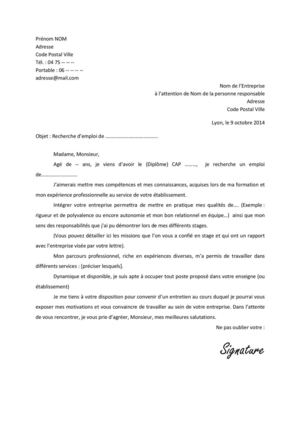 Lettre De Motivation Premier Emploi