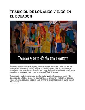 Tradicion De Los Años Viejos En El Ecuador