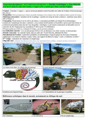6e Jardin Artistique Projet Interdisciplinaire SVT Arts Pla