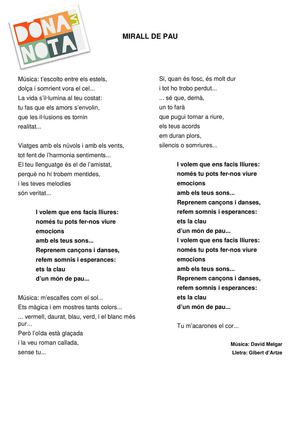 Mirall De Pau Lletra