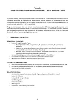 Temario EBA Ciclo Avanzado Ciencia Ambiente Y Salud