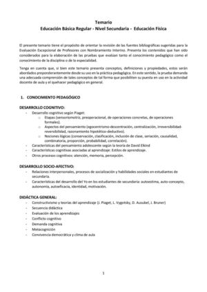 Temario EBR Nivel Secundaria Educación Física