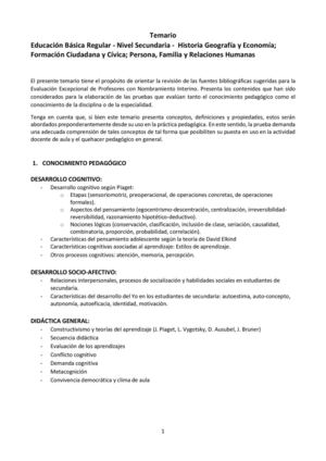 Temario EBR Nivel Secundaria Historia Geografía Y Economía Formación Ciudadana Y Cívica PFRRHH