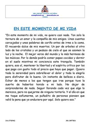 EN ESTE MOMENTO DE MI VIDA