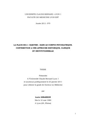 La Place De L Habiter Dans Le Corpus Psychiatrique Lucie GIRARDON