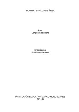 Plan Integrado De Lengua Castellana