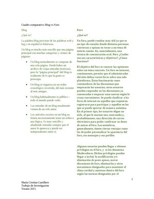 Comparacion Blog Vs Foro