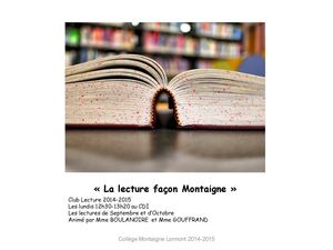 La Lecture Façon Montaigne 2014