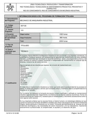 estructura del programa mecanica industrial