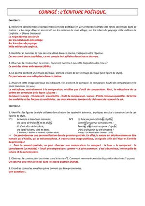 Corrigé Pour Le Blog éCriture Poétique