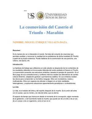 La Cosmovisión Del Caserío El Triunfo Marañón